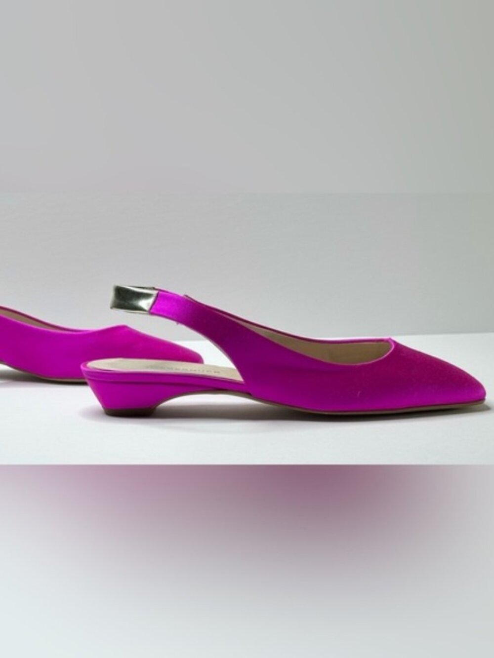 Tuckernuck Olivia Fuchsia Pink Chrome Silver Slingback Flats Shoes Size 7